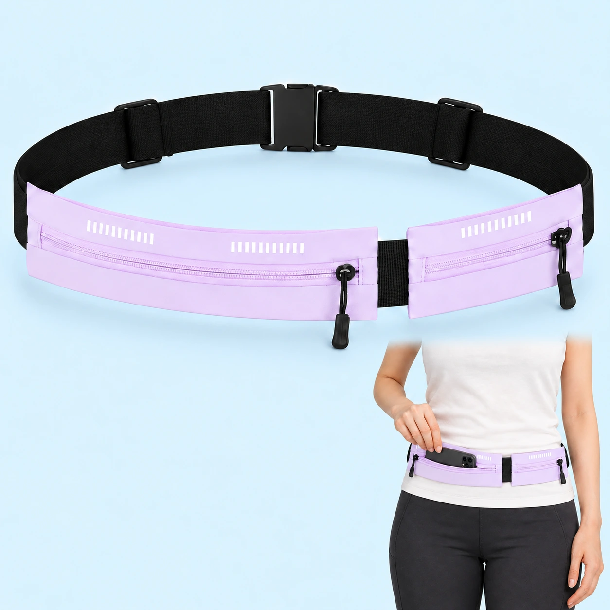 Lilac Dual-Pocket Running Phone Belt