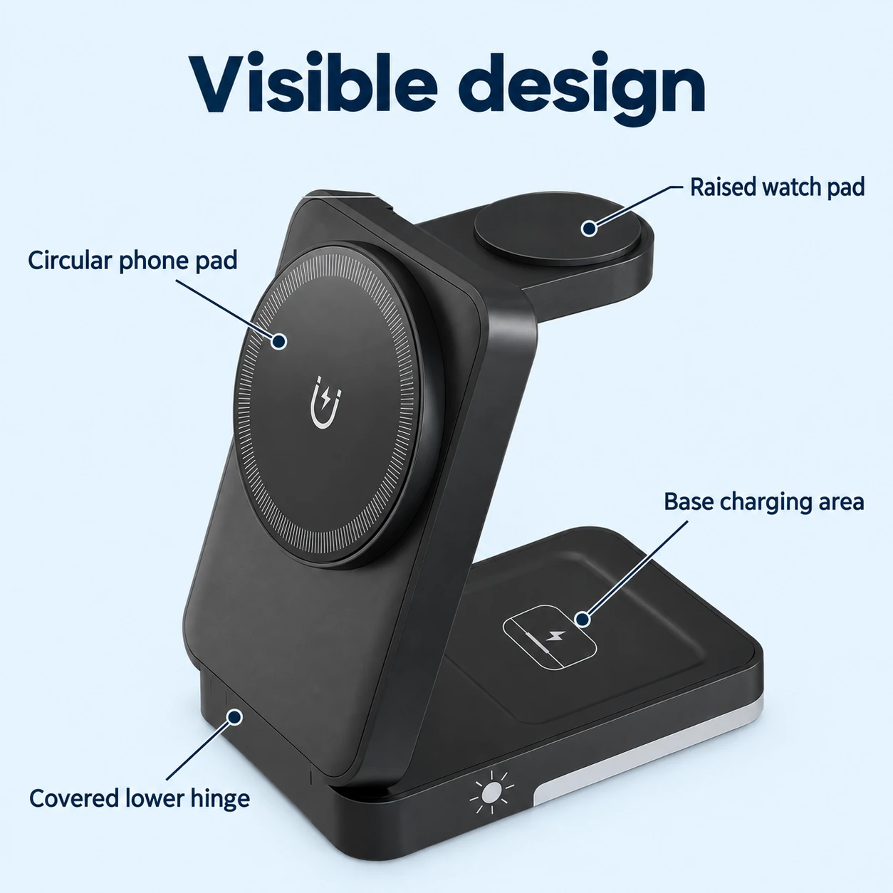 Black G12 Folding Phone and Watch Charging Stand — visible exterior features