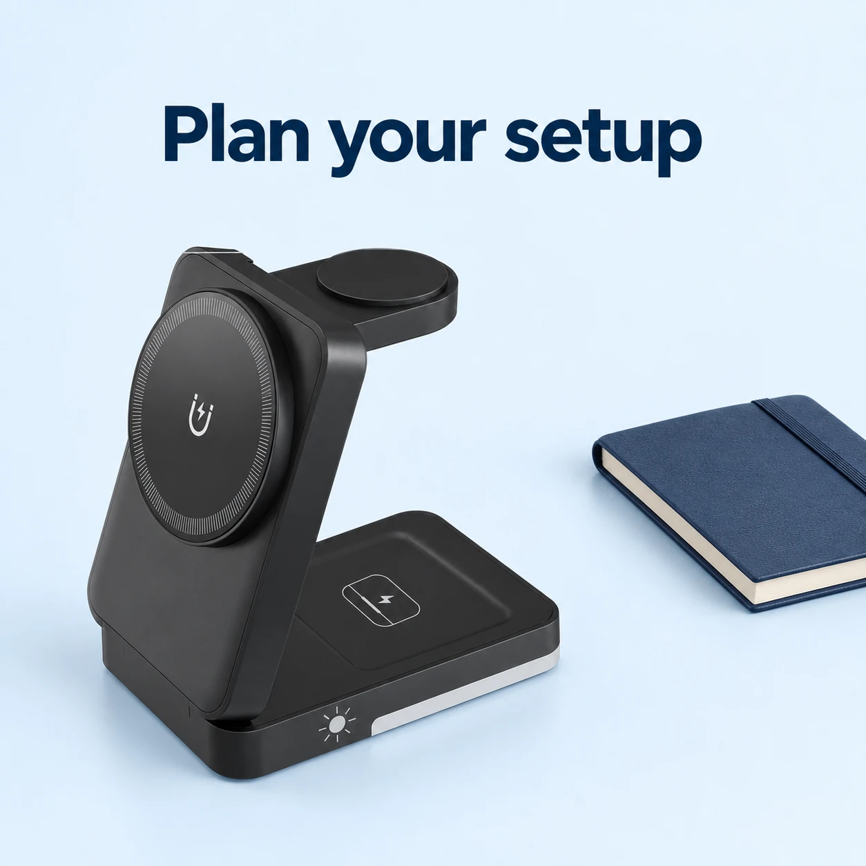 Black G12 Folding Phone and Watch Charging Stand — setup preparation