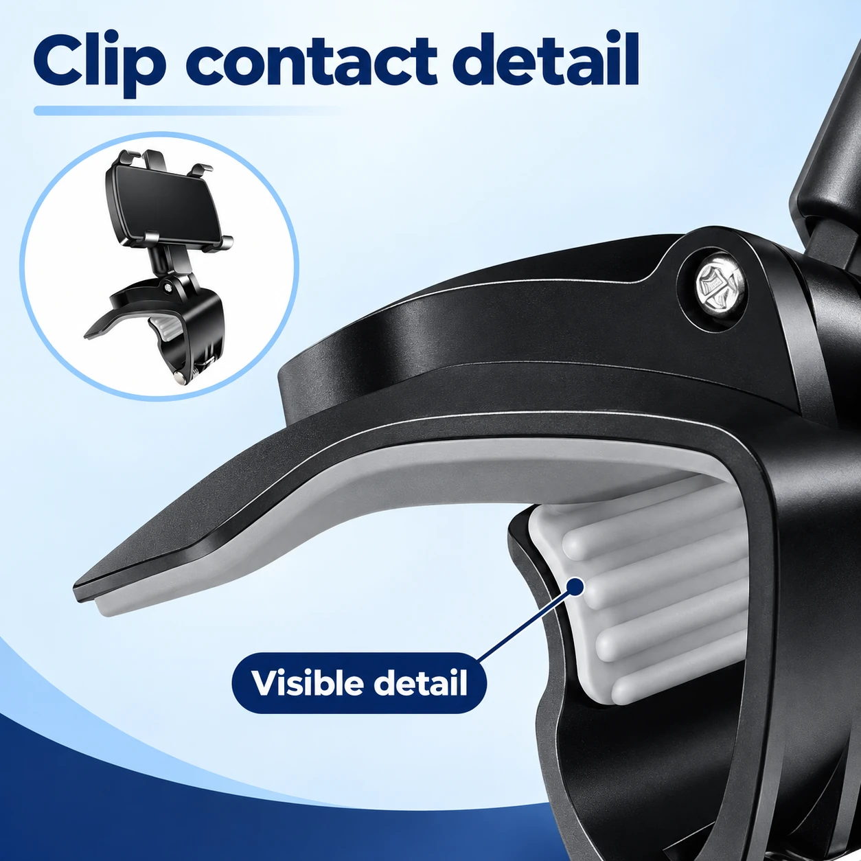 Exterior detail of the gray contact pad inside the spring clip