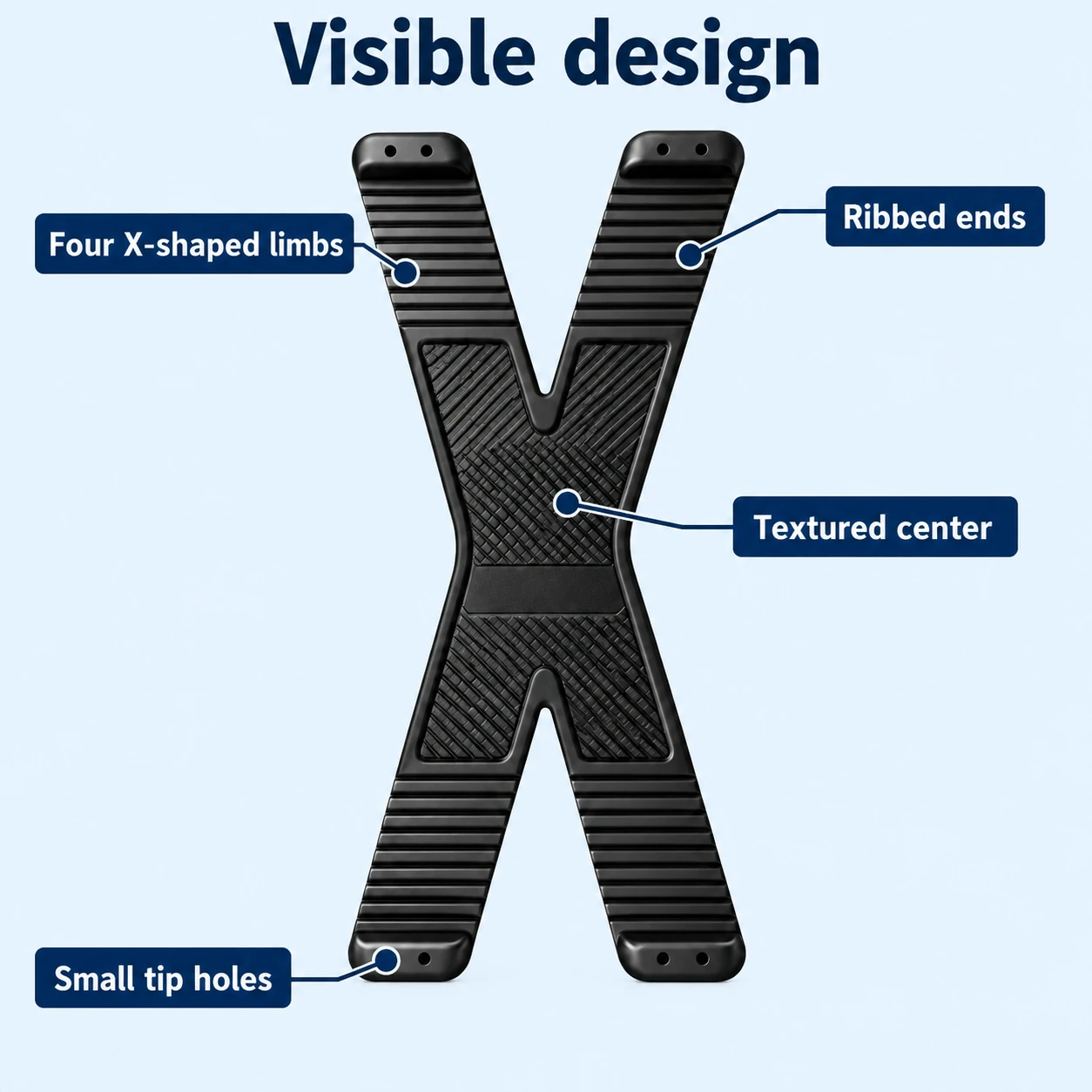 Black Ribbed X-Shaped Phone Stand — visible features