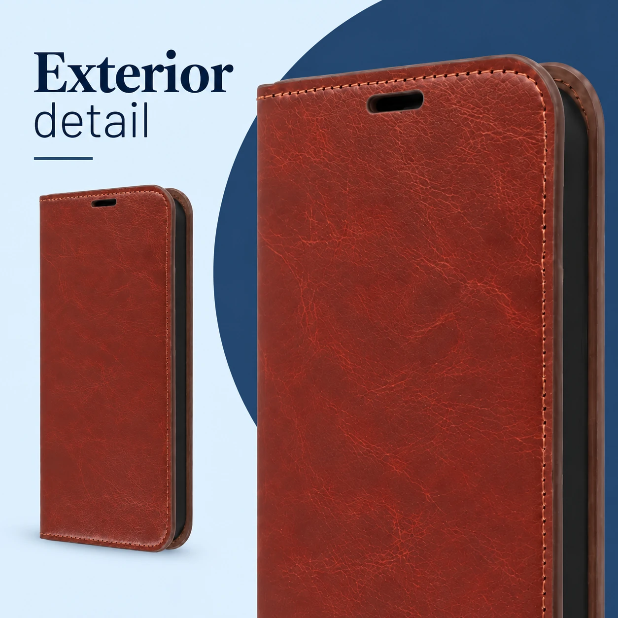Magnetic-Closure Folio Stand Case for iPhone 13 Pro Max – Brown — inside