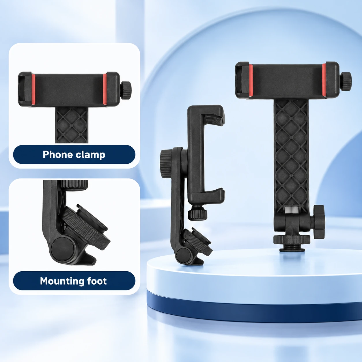 Dual Cold Shoe Phone Clamp — component or surface guide