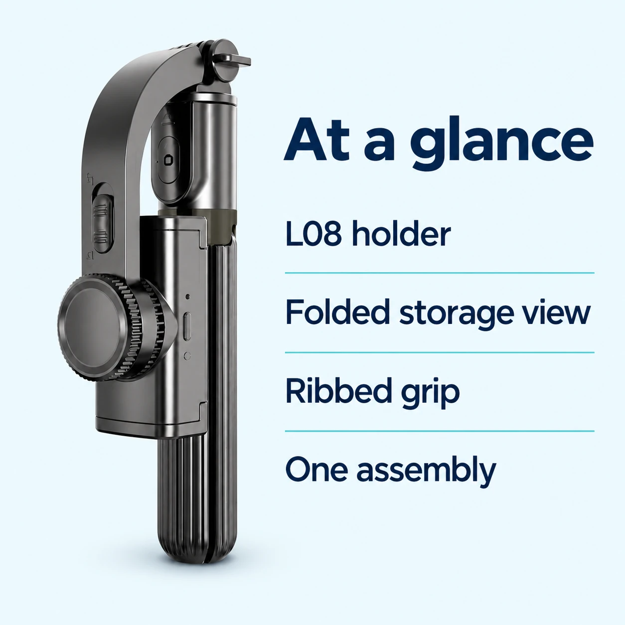 Product information for the l08 folding gimbal phone holder