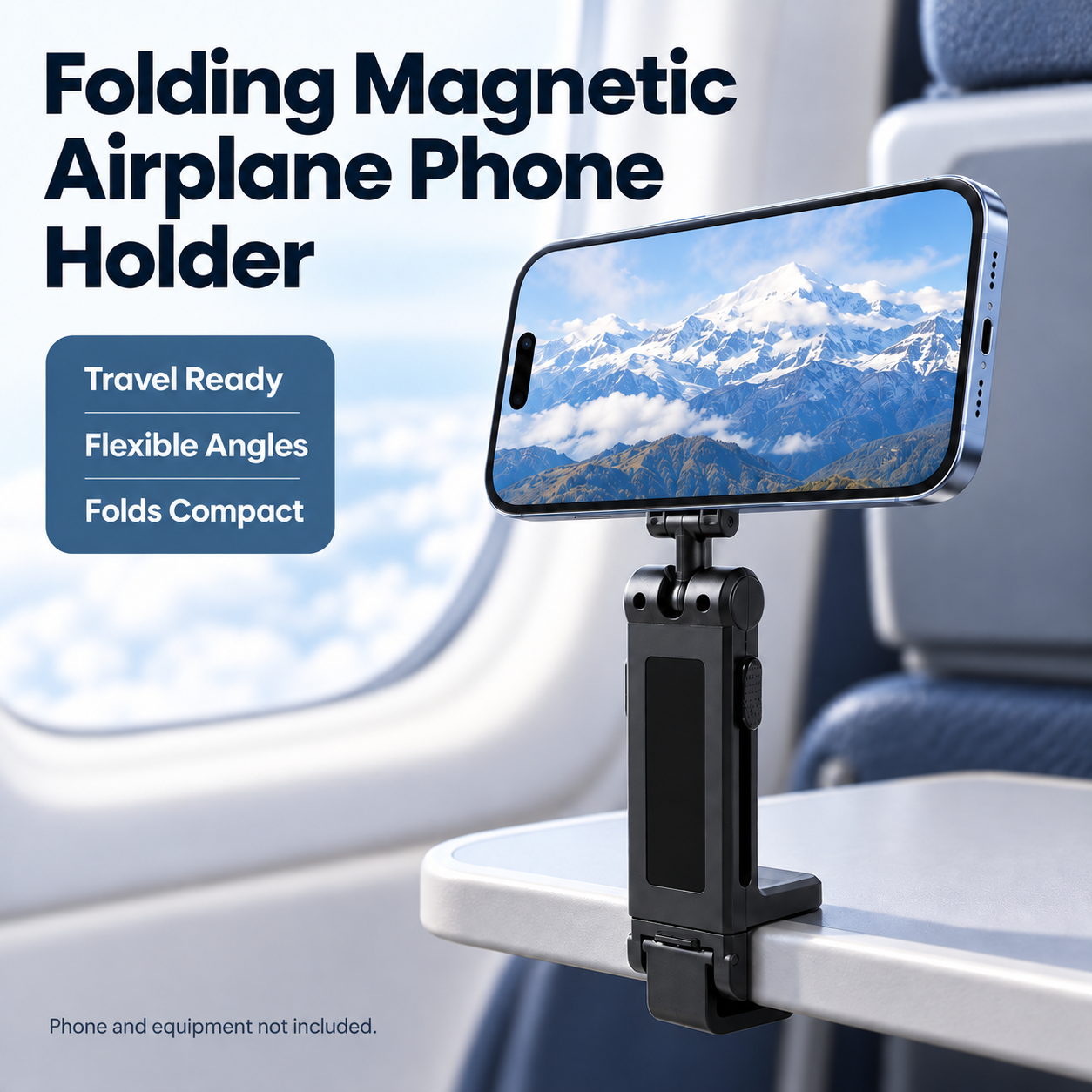 Folding Magnetic Airplane Phone Holder — in a suggested use setting