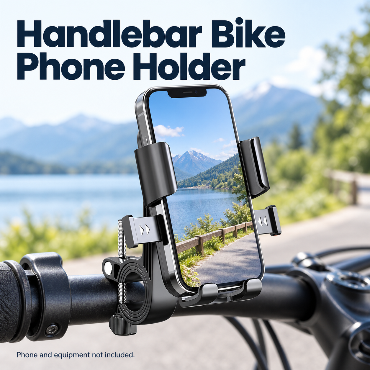 Handlebar Bike Phone Holder — in a suggested use setting