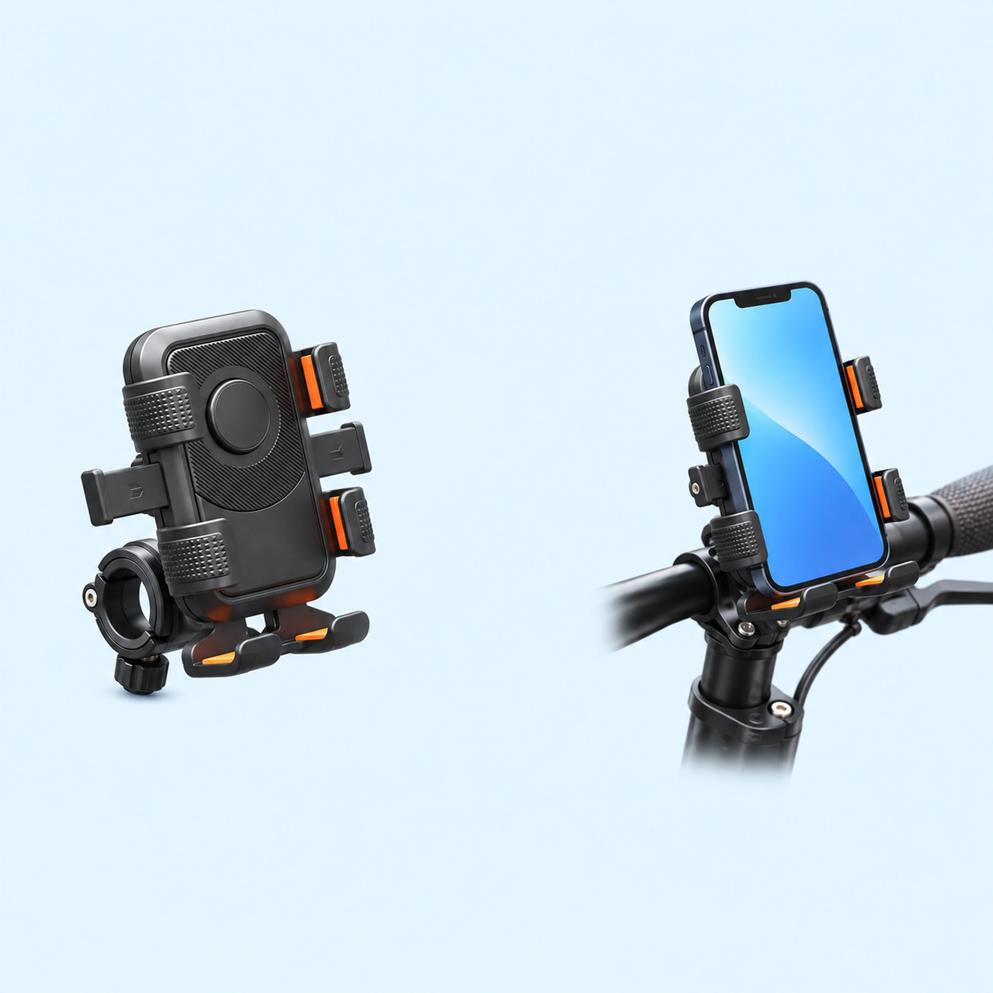 Black Six-Pad Handlebar Phone Cradle