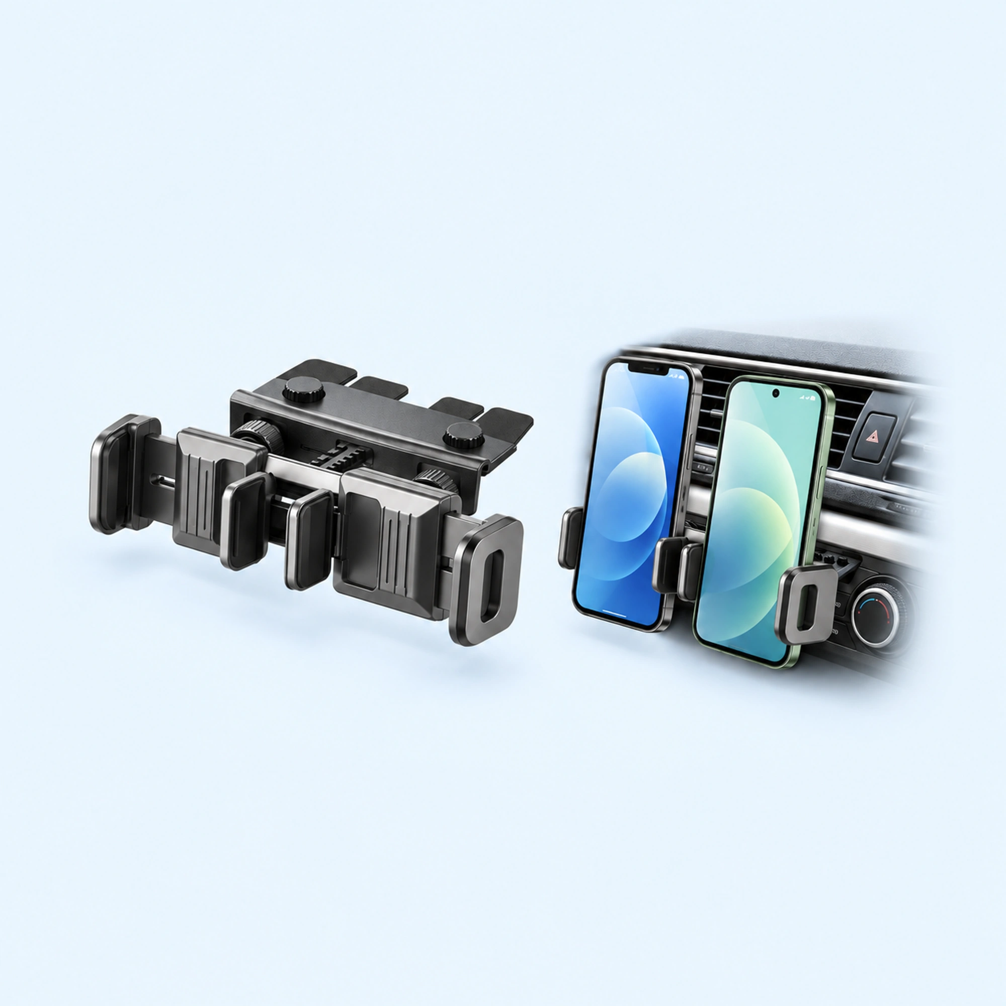 Dual-Cradle CD-Slot Phone Mount