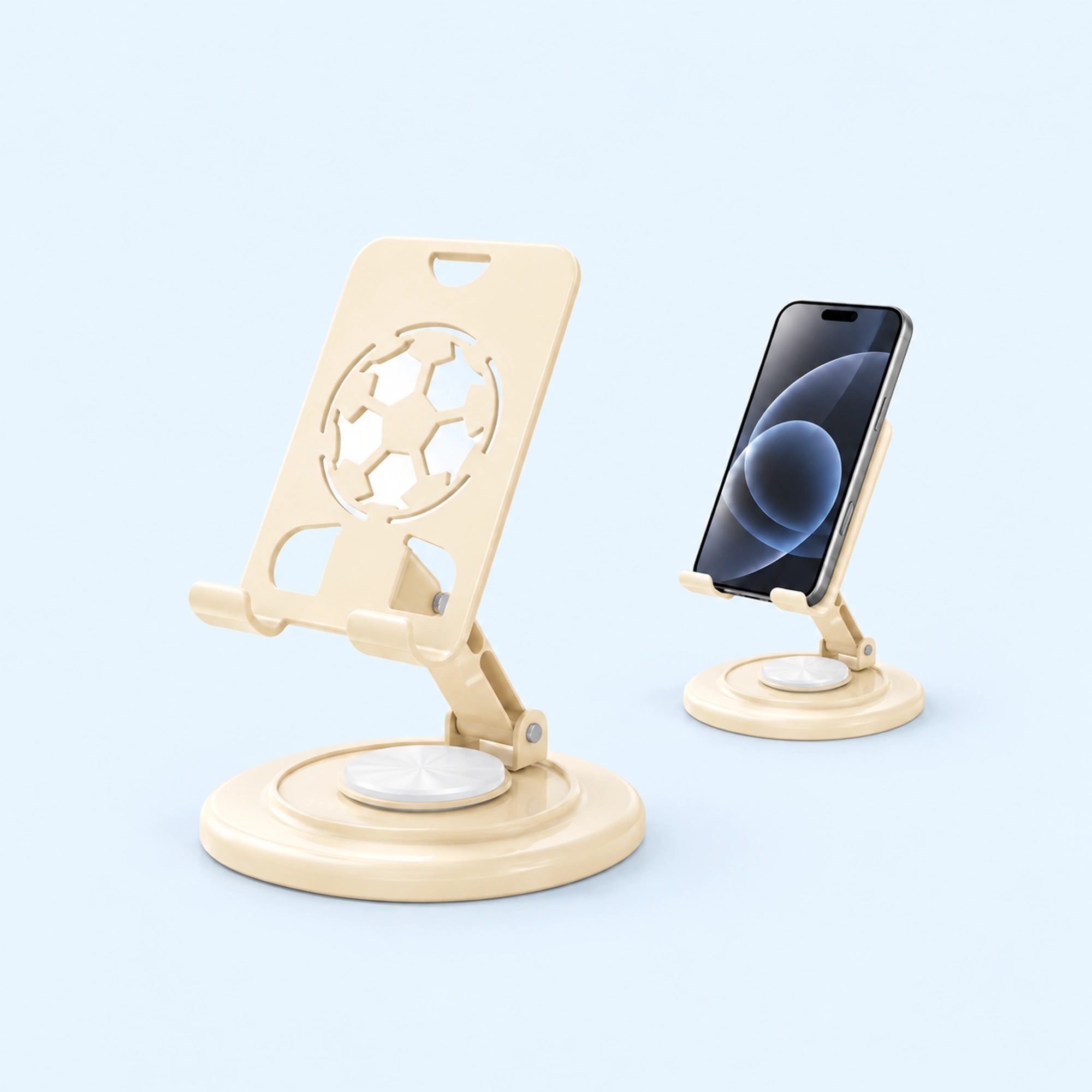 Cream Round-Base Folding Phone Stand