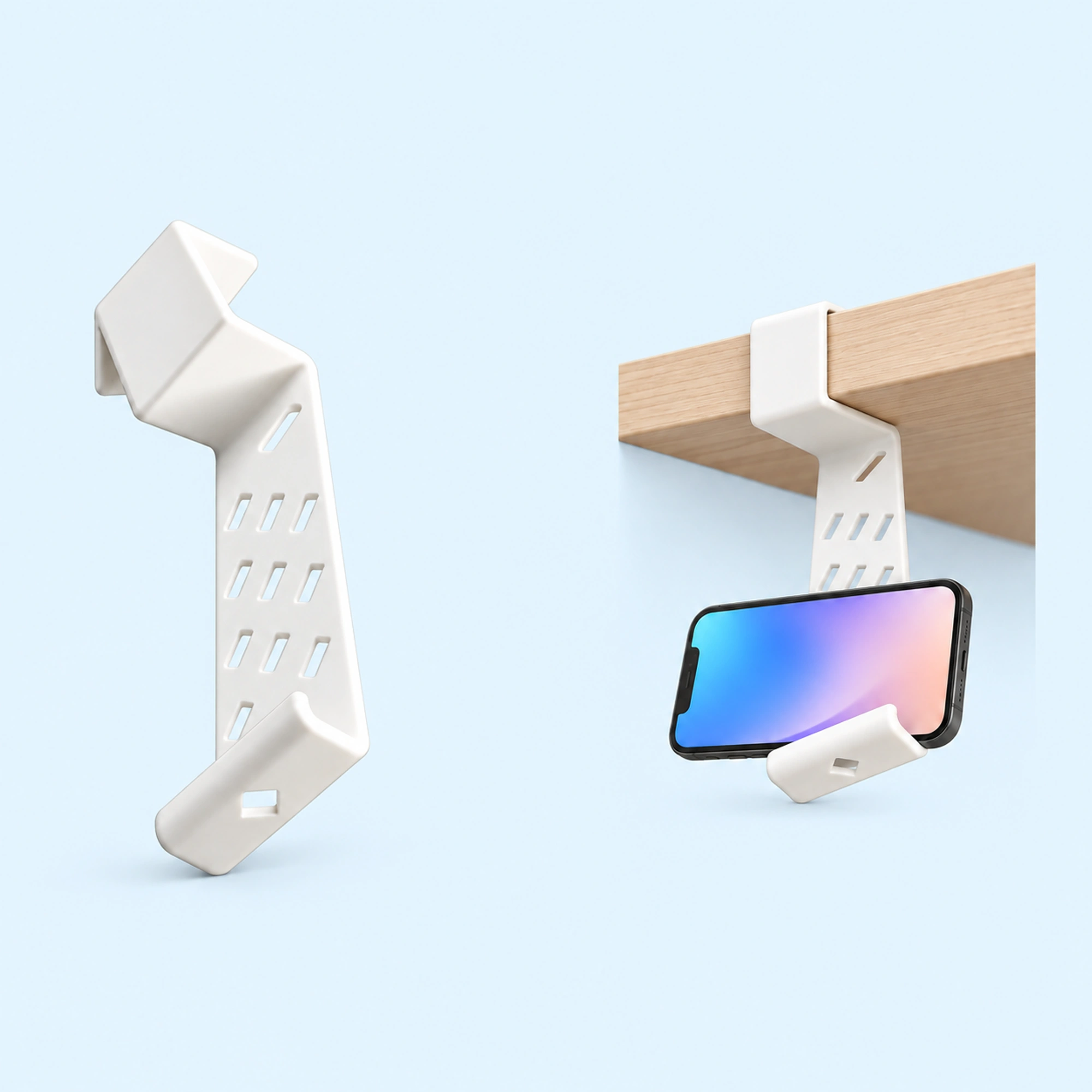 White Under-Cabinet Hanging Phone Holder