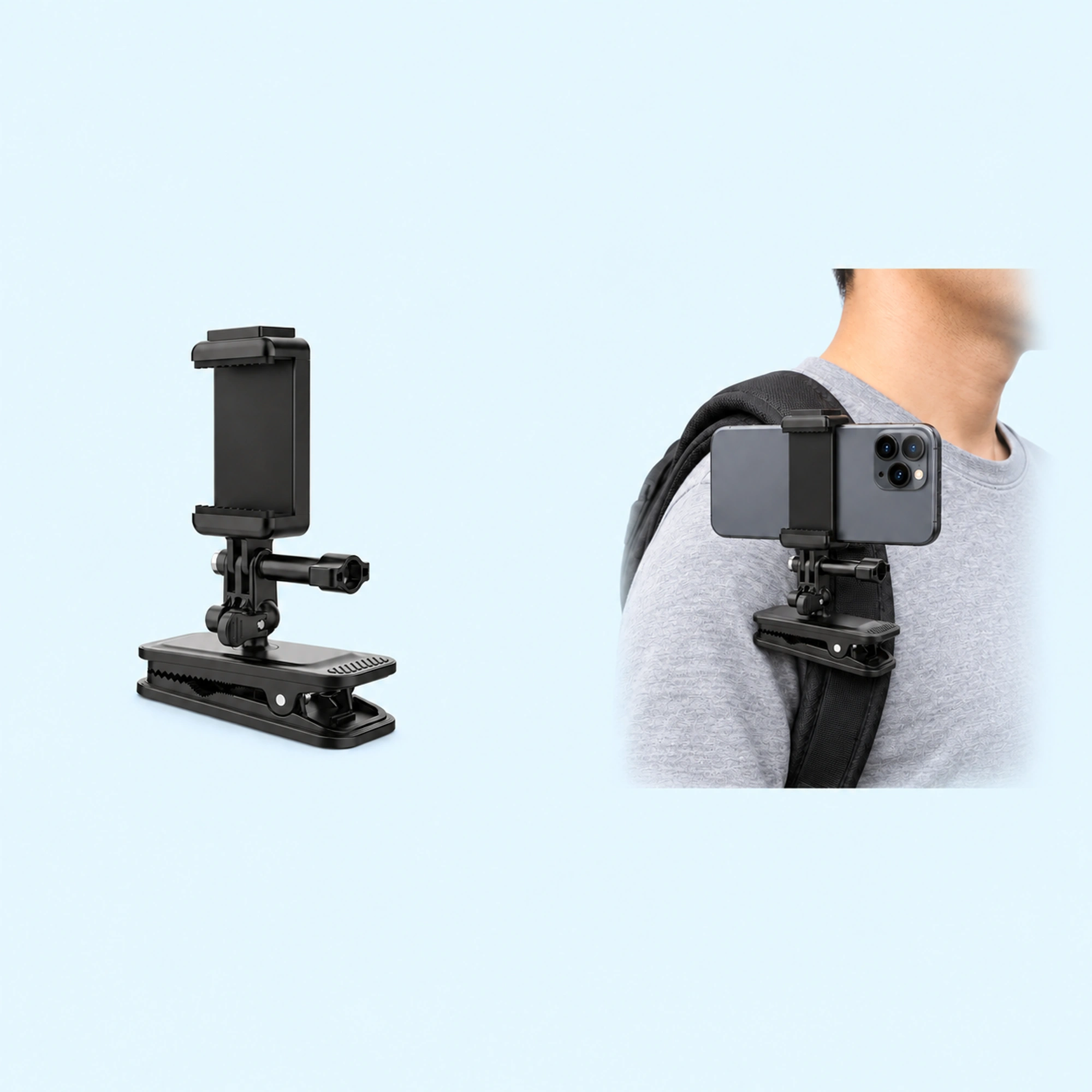 Backpack Phone Holder with Shark Clip