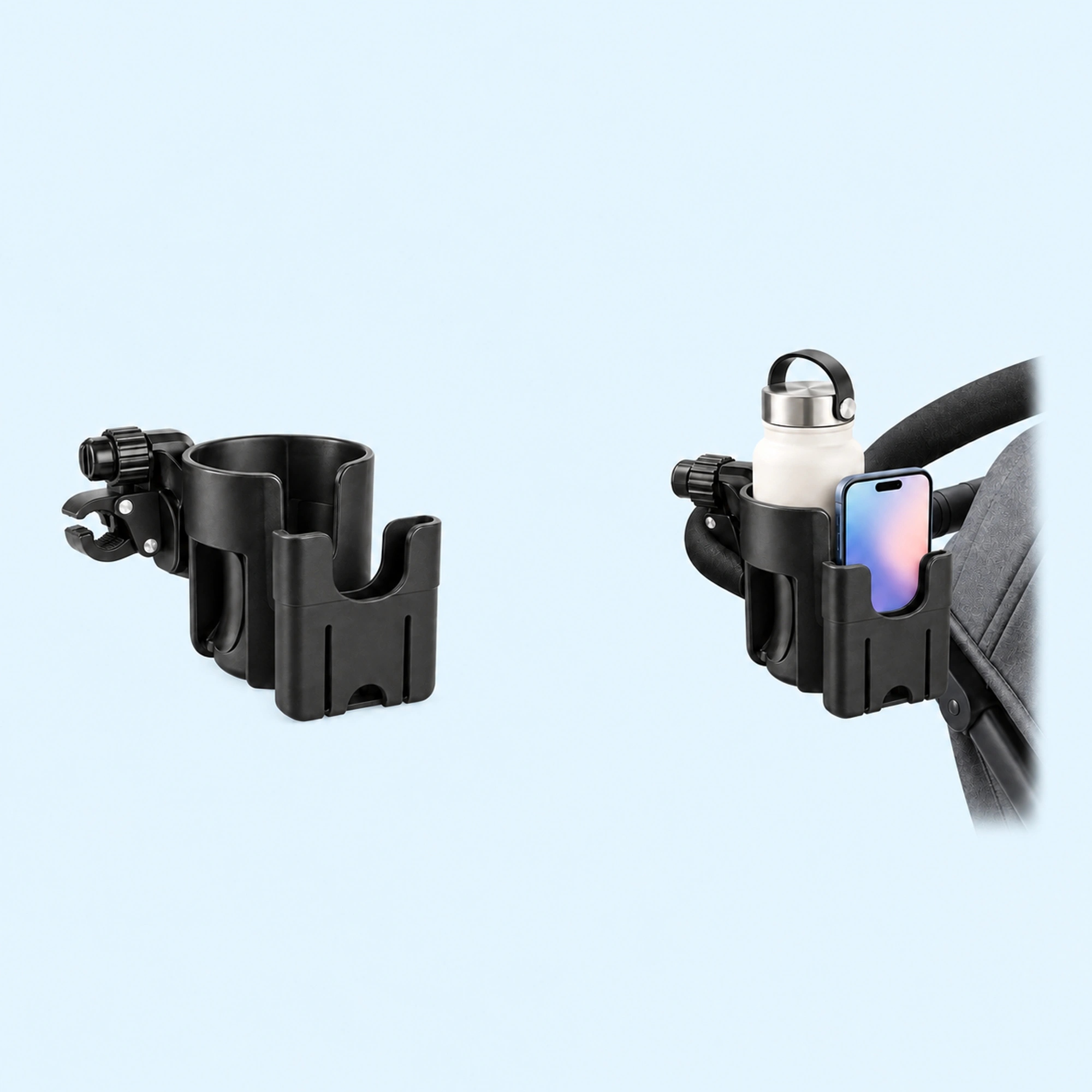 Black Stroller Cup and Phone Holder photo