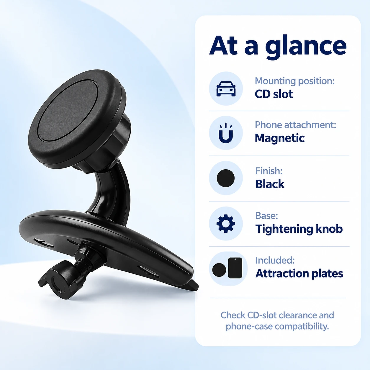 Magnetic CD Slot Car Phone Mount — product information card