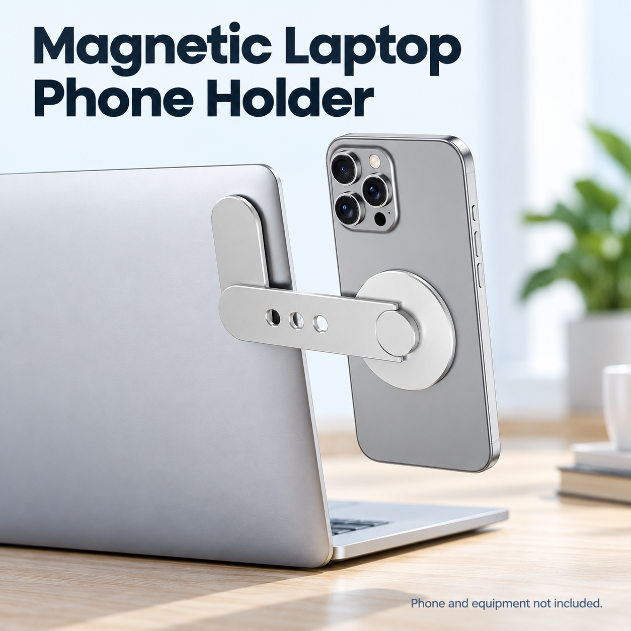 Magnetic Laptop Phone Holder — in a suggested use setting
