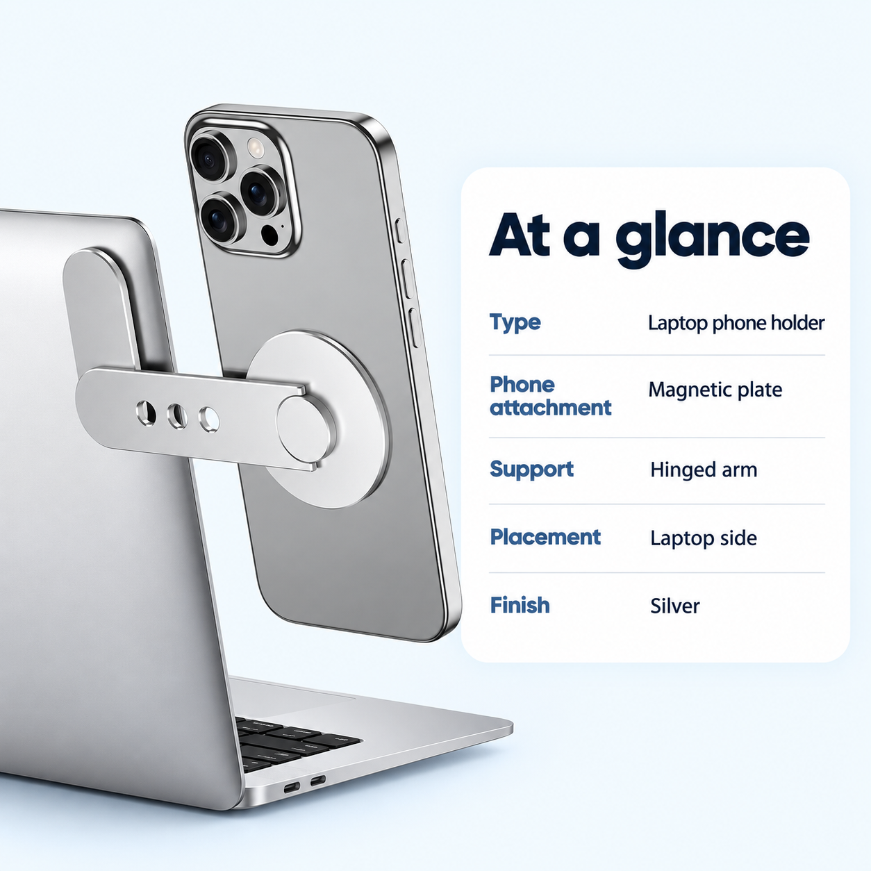 Magnetic Laptop Phone Holder — design specifications