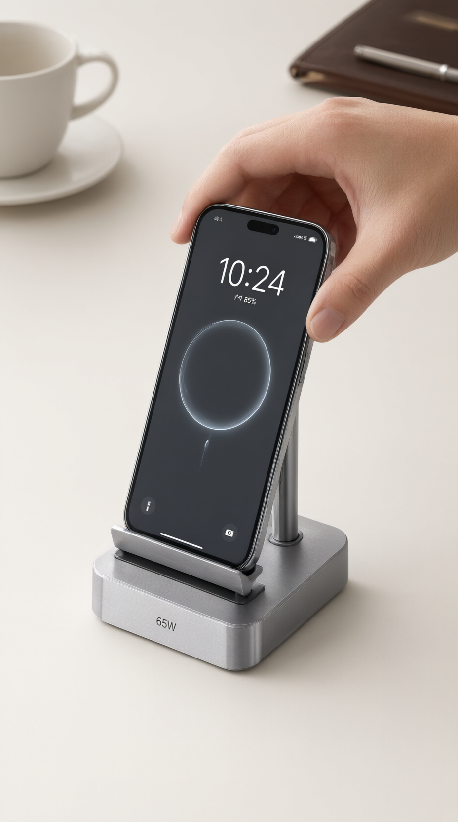 Desk Dock close-up of the guided cradle