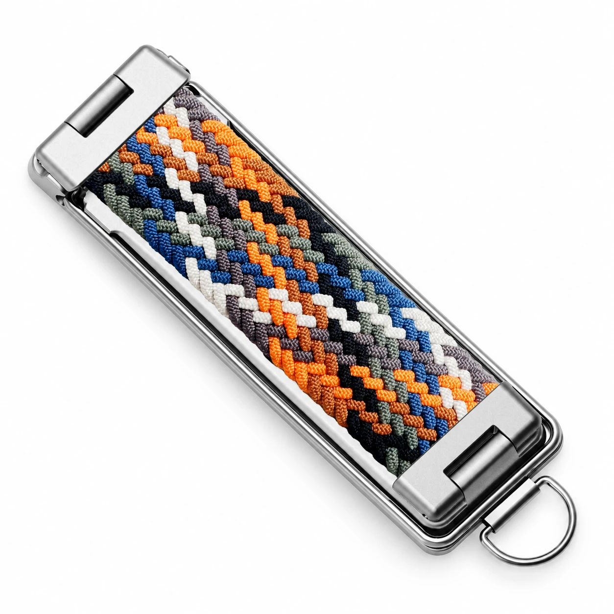 Rainbow Woven Phone Grip Strap with Silver Frame — empty product