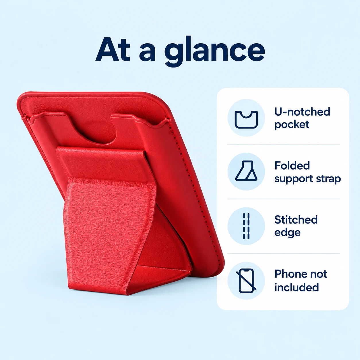 Red Pocket Strap Wallet Phone Stand — basic information