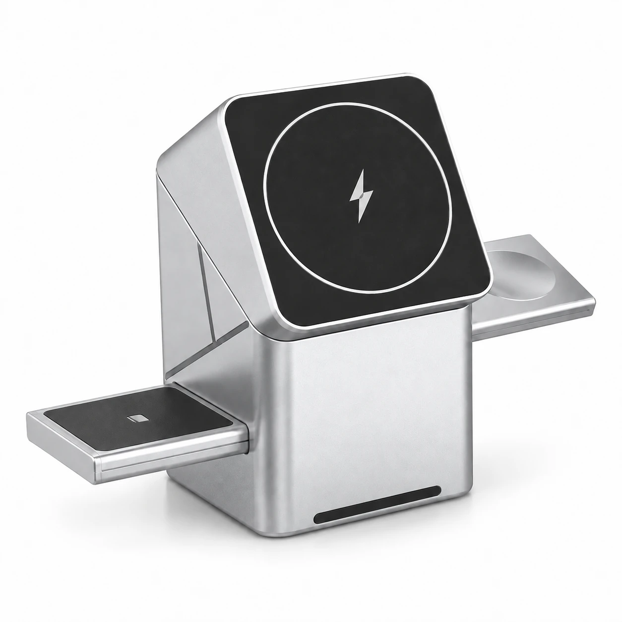 Silver Tower Phone and Watch Charging Stand — empty product on white