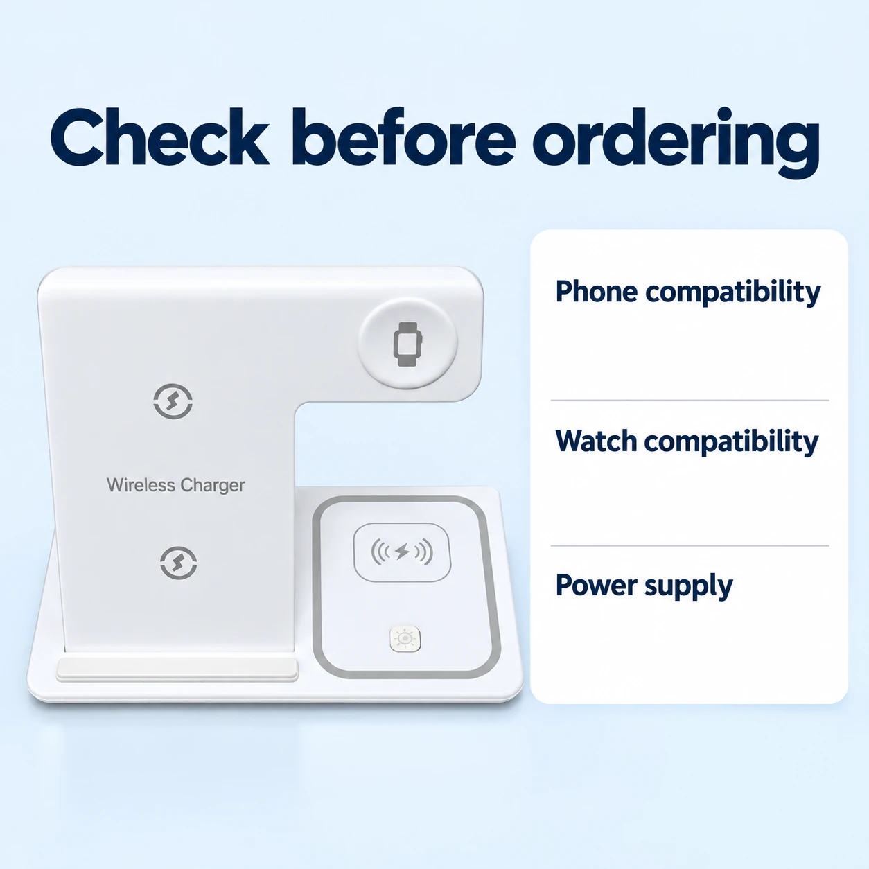 White X455 Phone and Watch Charging Stand — fit and setup checks