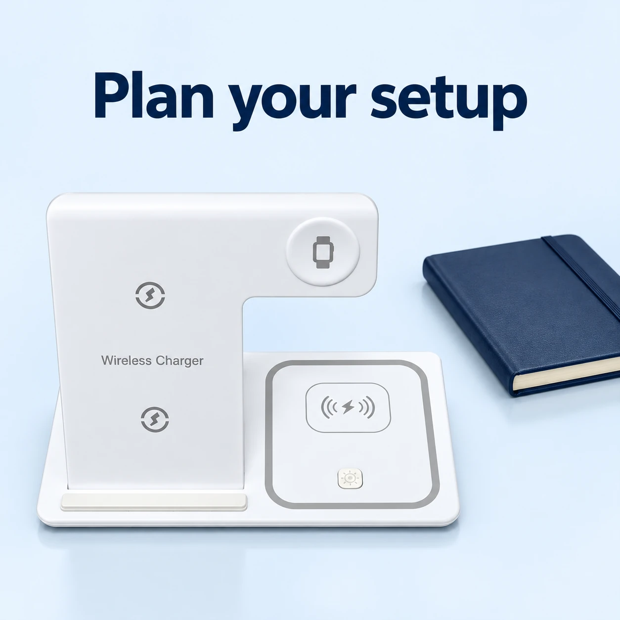 White X455 Phone and Watch Charging Stand — setup preparation