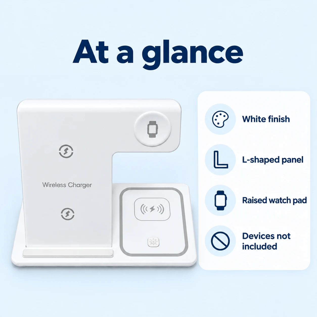 White X455 Phone and Watch Charging Stand — product information