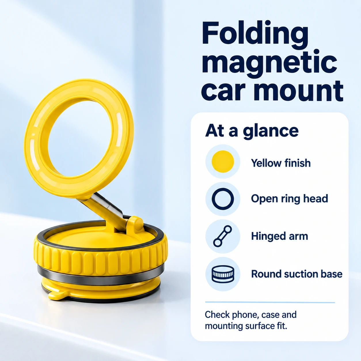 Yellow folding magnetic mount information card